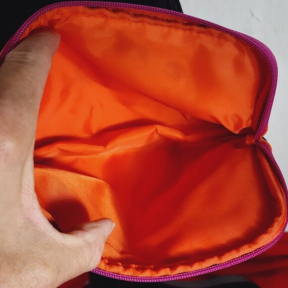 Estee Lauder Vintage Blue Orange Lilac Poly Trimmed in Polyurethane Makeup Bag - Picture 8 of 16